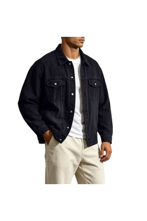 Men's Classic Vintage Washed Denim Jacket, Loose Fit Button-Up Trucker Coat, Everyday Casual Streetwear Fashion Jackets