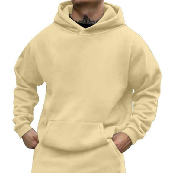 Inleife Men's Fashion Hoodies & Sweatshirts Men Casual Solid Pullover Long Sleeve Hoodie With Pocket Sweatshirts