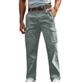 thumbnail image 1 of Inleife Men's Outdoors Work Pants Button Zipper Fashion Solid Color Casual Pocket Cargo Pants, 1 of 5