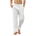 thumbnail image 1 of Inleife Men's Pants Loose Fit Man Solid Color Casual Multi-Pocket Yoga Elastic-Waist Pants White, 1 of 6