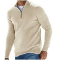 thumbnail image 1 of Inleife Men's Zipper Stand Collar Sweaters Solid Color Long Sleeve Stand Collar Sweater, 1 of 5