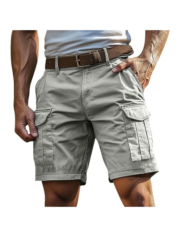 Mens Cargo Shorts Mens Casual Fashion Quick Drying Multiple Pockets Elastic Waist Short Pants
