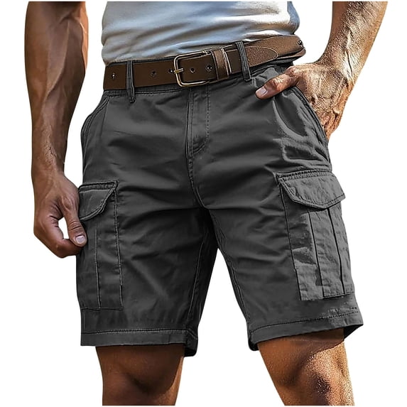 Inleife Mens Cargo Shorts Men's Solid Color Sports Fitness Outdoors Shorts Zipper Pockets Button Cargo Pants