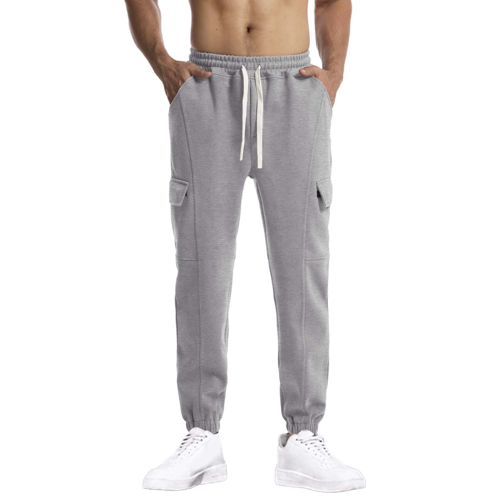 Inleife Mens Long Pants Men Fashion Solid Casual Elastic Waist With ...