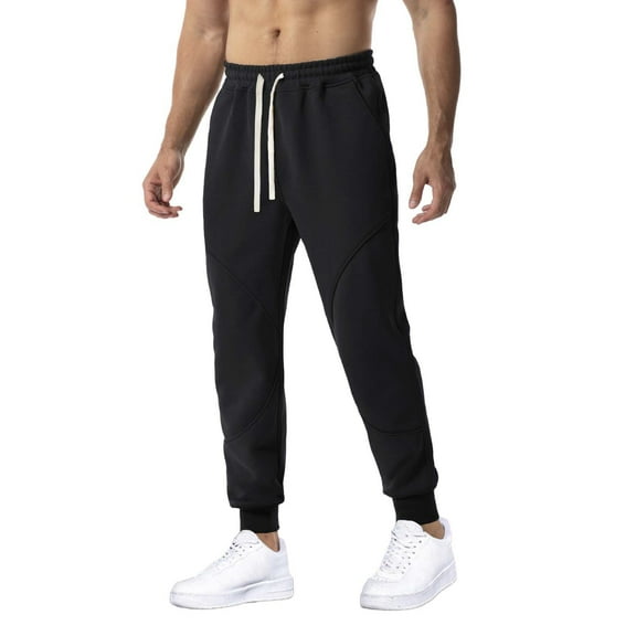 Inleife Mens Long Pants Men Fashion Solid Casual Elastic Waist With Pocket Trousers Sport Pants