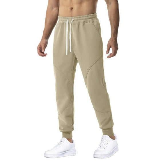 Inleife Mens Long Pants Men Fashion Solid Casual Elastic Waist With Pocket Trousers Sport Pants