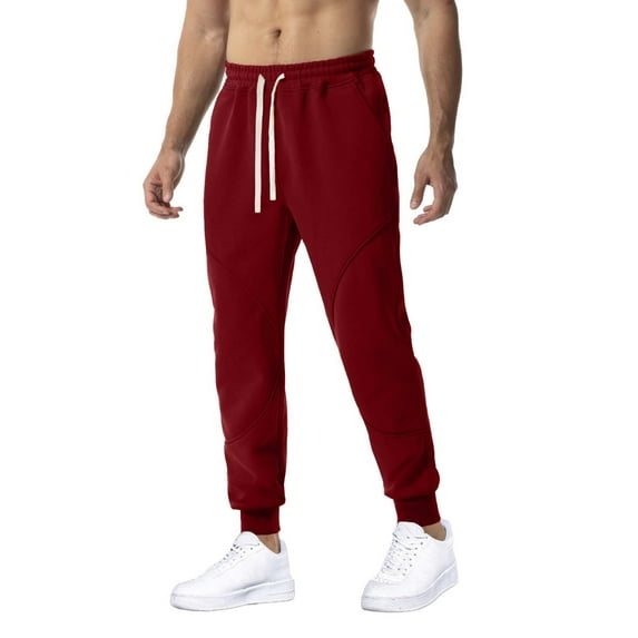 Inleife Mens Long Pants Men Fashion Solid Casual Elastic Waist With Pocket Trousers Sport Pants