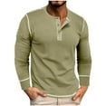 thumbnail image 1 of Inleife Mens Loose Fit Shirts Men's Fashion Solid Color Long Sleeve Casual V-Neck Button T-Shirts Tops, 1 of 1