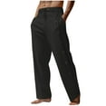 thumbnail image 1 of Inleife Mens Pants Men's Cotton And Linen Elastic Waist Blended Breathable Comfortable Soft Beach Casual Trousers Full Length Pants, 1 of 6