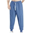 thumbnail image 1 of Inleife Mens Pants Clearance Men's Fashion Solid Drawstring Elastic Waist Casual Sweat Length Pants, 1 of 3