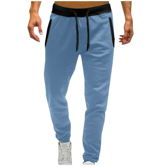 Inleife Mens Pants Plus Size Men Fashion Solid Casual Elastic Waist With Pocket Trousers Sport Pants