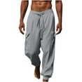 thumbnail image 1 of Inleife Mens Pants Spring Summer Men's Solid Color Corset Pockets Pull Rope Fashion Casual Comfort Pants, 1 of 6