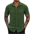 thumbnail image 1 of Inleife Mens Shirts Men Casual Solid Color Button Short Sleeve Turndown Collar Blouse Shirt, 1 of 5