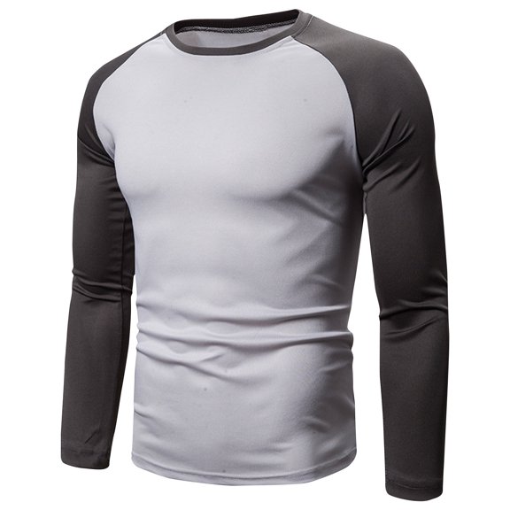 Inleife Mens Shirts under $10.00 Men Lightweight Breathable Easy Slim Color Blocked Long Sleeved Round Neck Shirt