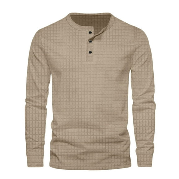 Inleife Mens Shirts under $10.00 Men's Solid Color Casual Sports Button Sweater Long Sleeve V-Neck Shirt Blouses