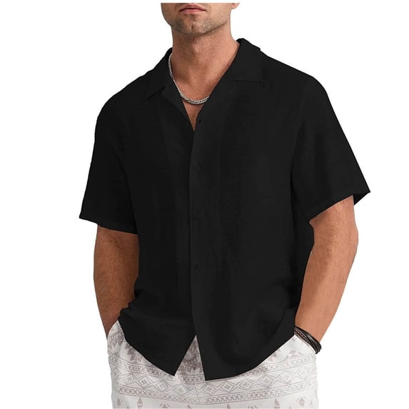 Inleife Mens Shirts Plus Size Men's Casual Fashion Short-Sleeved Cardigan Shirt With Turndown Collar Buttons