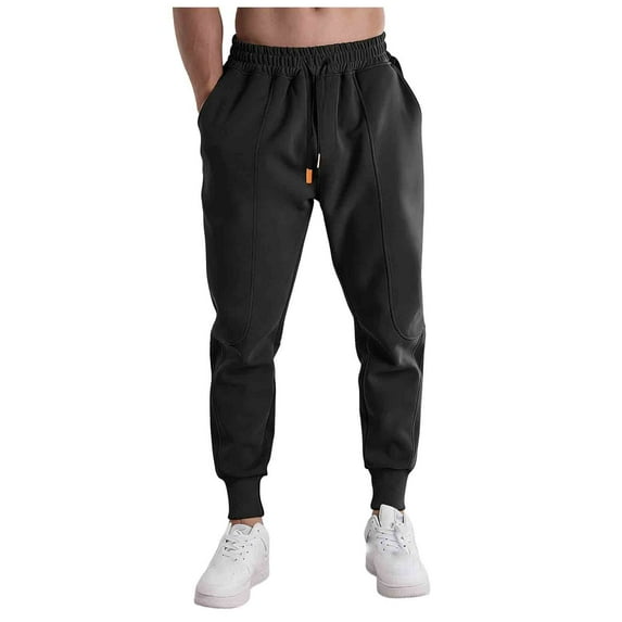 Inleife Mens Solid-Color Casual Loose Sporty Sweatpants Fitness Warm Pockets Drawstring Elastic Waistband Pullover Sweatpants