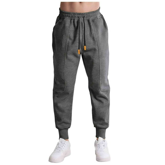 Inleife Mens Solid-Color Casual Loose Sporty Sweatpants Fitness Warm Pockets Drawstring Elastic Waistband Pullover Sweatpants