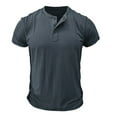 thumbnail image 1 of Inleife Mens T-Shirts Clearance, Men Short Sleeve Solid Casual Fashion Turn-down Collar Pullover Buttons T Shirt Blouse, 1 of 4