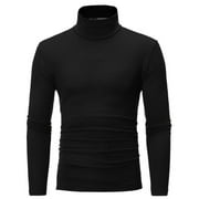 Inleife Mens Turtleneck Shirts Clearance, Men's Solid Casual Slim Fit Pullover T-shirt Turtleneck Bottoming Shirt