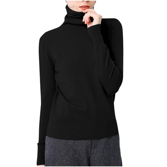 Inleife New & Trending Women's Tops Solid Color Long Sleeved Blouses Turtleneck Slim Base Fashionable Top