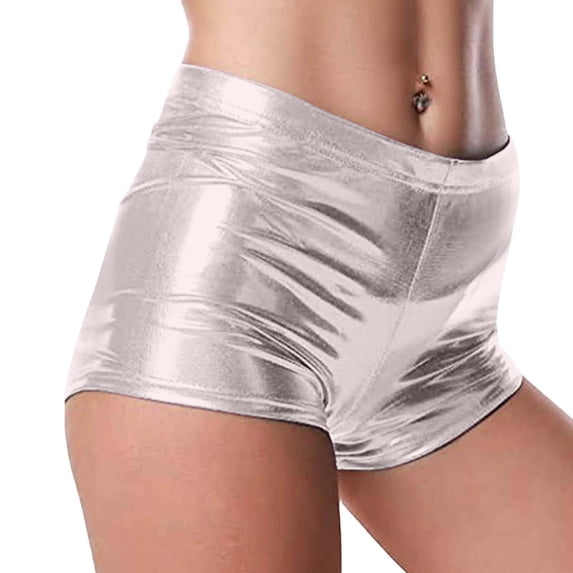 Inleife Nightclub Performance Shiny Faux Leather Shorts Pole Dance Hot Stamping Shorts Lingerie Shorts