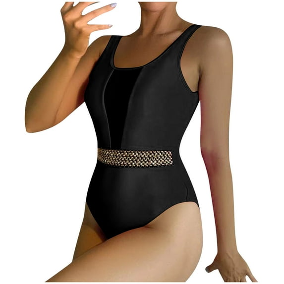 Inleife One Piece Bathing Suit for Women Fashion Women Comfortable Sexy Sequin Sleeveless Conjoined Body Sunscreen Diving Suit Bikinis Tops