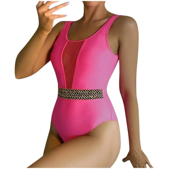 Inleife One Piece Bathing Suit for Women Fashion Women Comfortable Sexy Sequin Sleeveless Conjoined Body Sunscreen Diving Suit Bikinis Tops