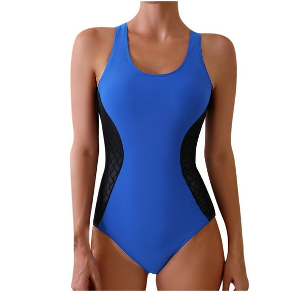 Inleife One Piece Swimsuits for Women Women's New Fashion Splicing Swimsuit Sexy Casual Bikini Piece Swimsuit Blue M