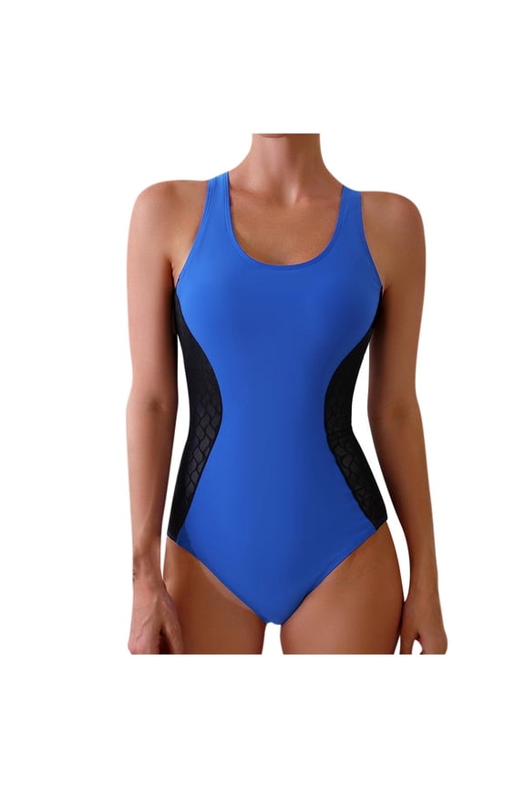 One Piece Swimsuits for Women Women's New Fashion Splicing Swimsuit Sexy Casual Bikini Piece Swimsuit Blue XXL