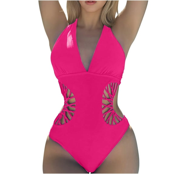 Inleife One Piece Swimsuits for Women Clearance Women's Retro Bow Solid Color Swimsuit Conservative Jumpsuit Bodysuit Swimsuit Pink M