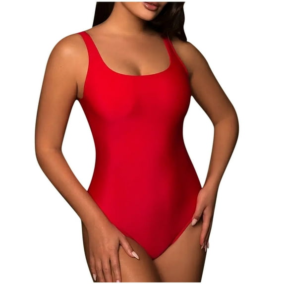 Inleife One Piece Swimsuits for Women Clearance Women's U-Neck Backless Border Jumpsuit Sexy Swimsuit