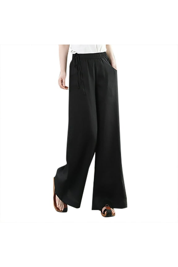 Pants for Women 2025 Trendy Women Casual Solid Color High Waist Loose Big Yards Wide Leg Pants