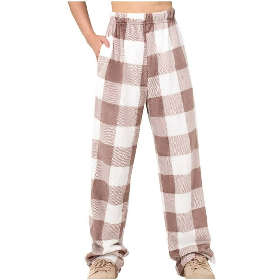 Inleife Plaid Pants for Women Warm Wide Leg Womens Fashion Printing Winter Causal Outing Full Length Pants