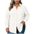 thumbnail image 1 of Inleife Plus Size Women's Long Sleeve Button Down Shirts with Classic Collar And Functional Pockets White L, 1 of 5