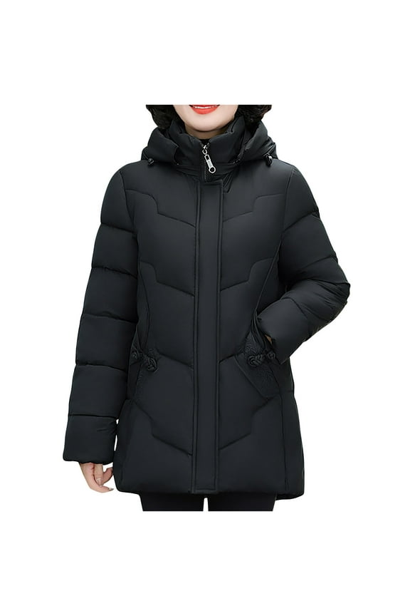 Plus Size Women's Winter Jackets Casual Loose Fashion Color Pocket Zipper Tops Reversible Long Cotton Coat