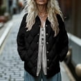 thumbnail image 1 of Inleife Solid Puffer Women Long Sleeves Quilted Jacket Lightweight Button Up Collar Down With Pockets Outerwear, 1 of 6