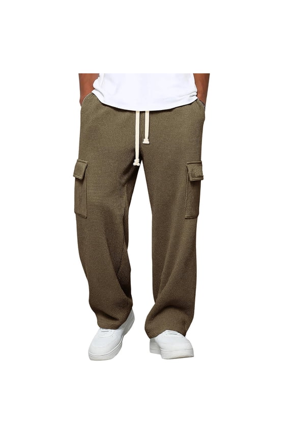 Stretch Pants for Men Fashion Solid Casual Elastic Waist with Pocket Trousers Sport Pants
