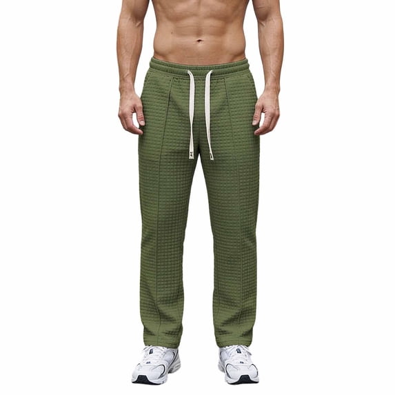 Inleife Stretch Pants for Men Solid Color Relaxed Fit Fashion Casual Sports Pants