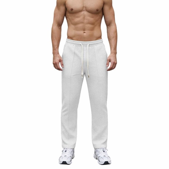 Inleife Stretch Pants for Men Solid Color Relaxed Fit Fashion Casual Sports Pants