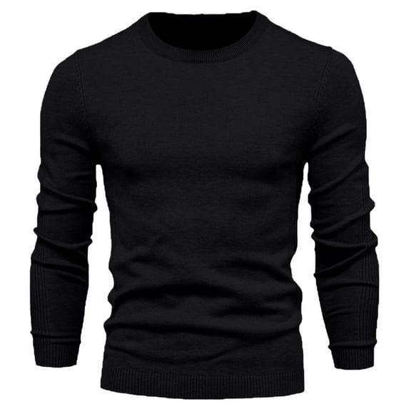 Inleife Sweaters for Men Men's Solid Color Crew Neck Pullover Long Sleeved Loose Base Shirt Top Sweater