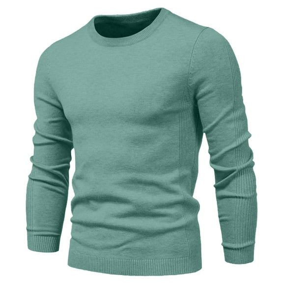 Inleife Sweaters for Men Men's Solid Color Crew Neck Pullover Long Sleeved Loose Base Shirt Top Sweater