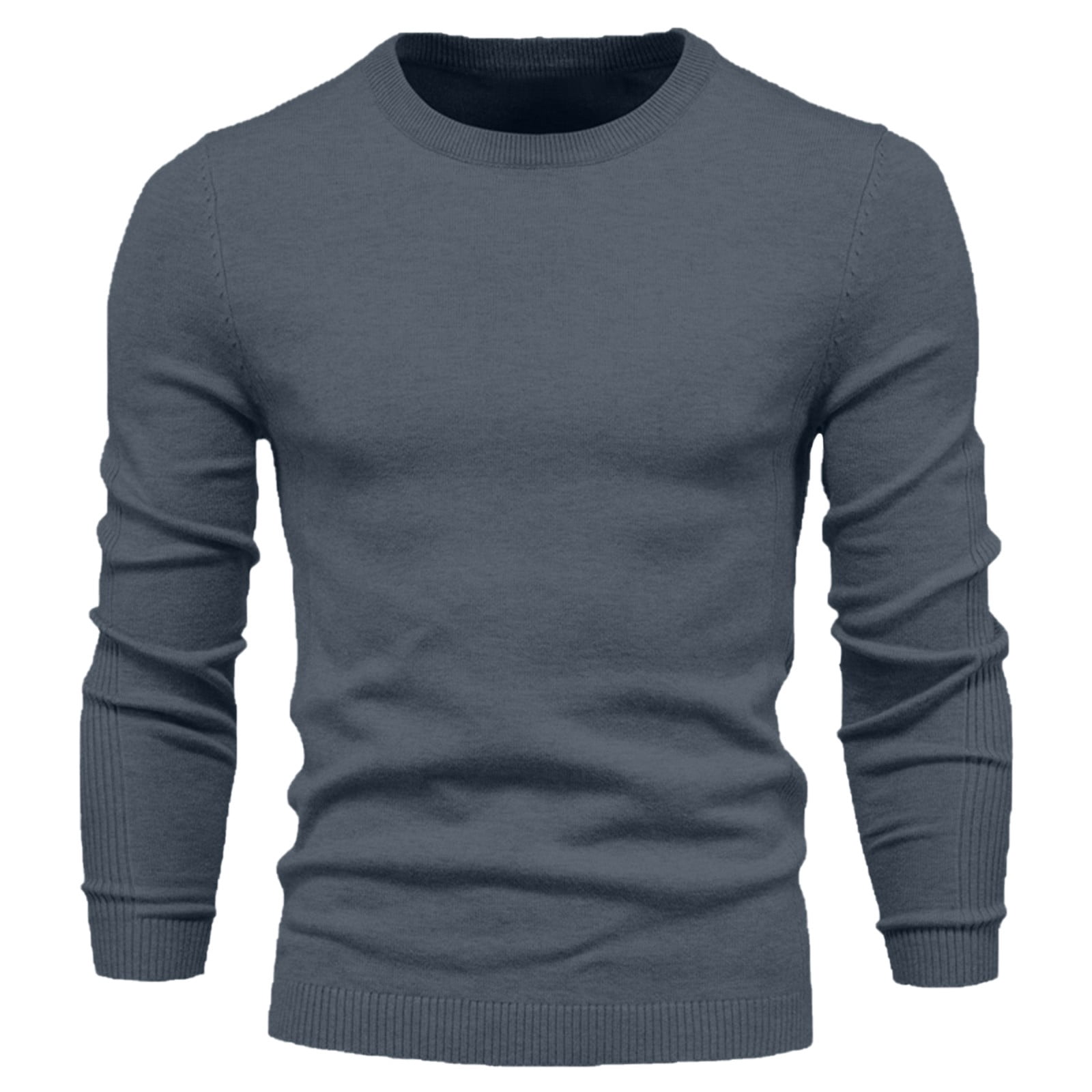 Inleife Sweaters for Men Men's Solid Color Crew Neck Pullover Long ...