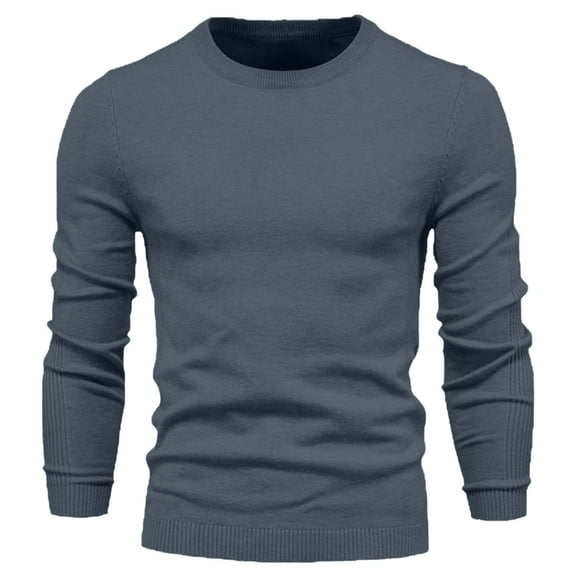 Inleife Sweaters for Men Men's Solid Color Crew Neck Pullover Long Sleeved Loose Base Shirt Top Sweater