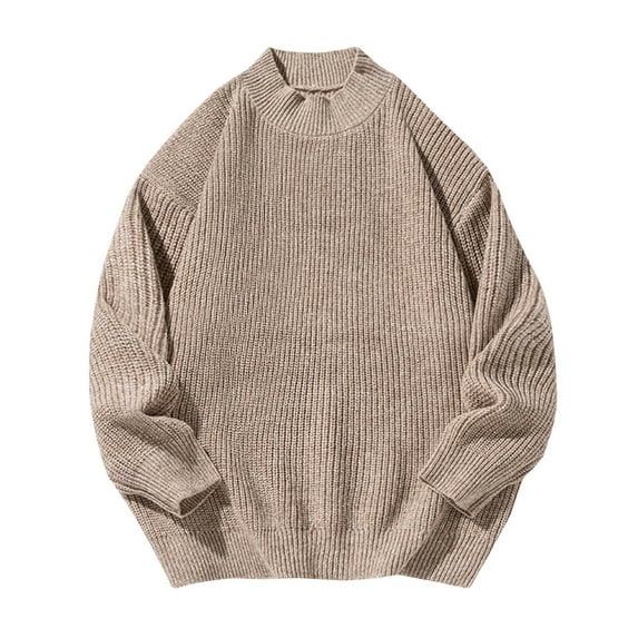 Inleife Sweaters for Men Warm Loose Men's Winter Thick Casual Fashion Solid Color Long Sleeved Round Neck Sweater