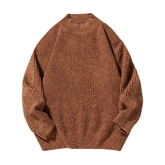 Inleife Sweaters for Men Warm Loose Men's Winter Thick Casual Fashion Solid Color Long Sleeved Round Neck Sweater