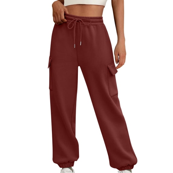 Inleife Sweatpants for Women Drawstring High Waisted Loose Joggers with Pockets Fall Winter Comfy Fleece Workout Gym Running Trousers