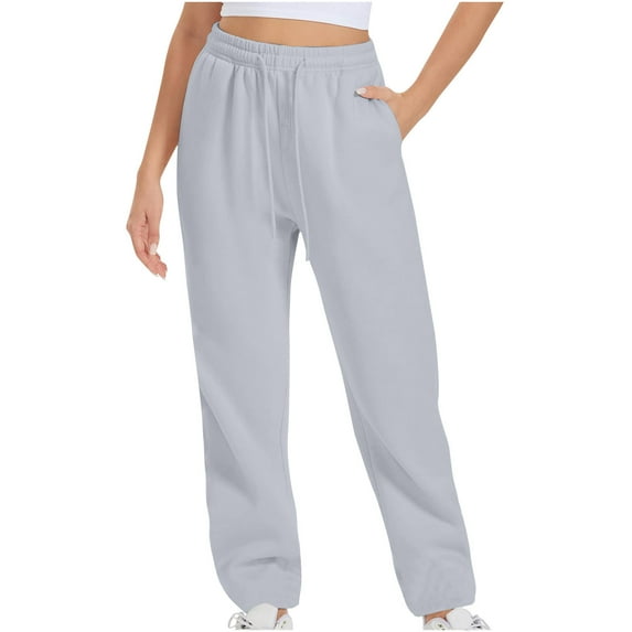 Inleife Sweatpants for Women Solid Color Loose Casual Comfortable Sports Pant Elastic-Lace-Up Pants with Pocket