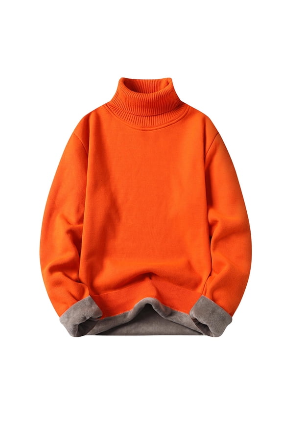 Turtleneck Sweaters for Men Loose Fit Man Solid Color Knit Choker Sweater