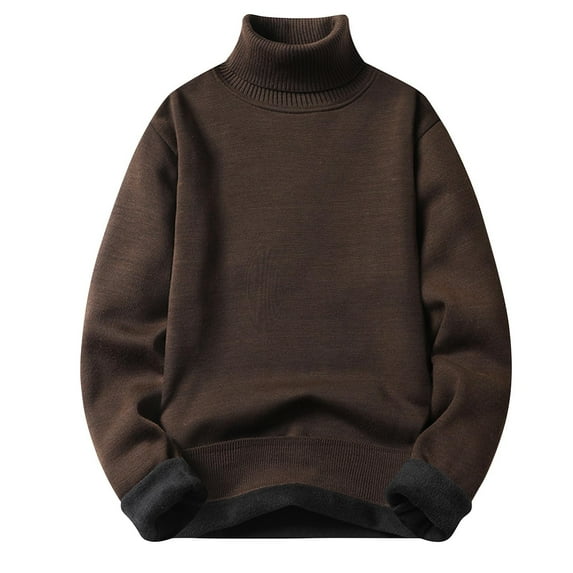 Inleife Turtleneck Sweaters for Men Loose Fit Man Solid Color Knit Choker Sweater